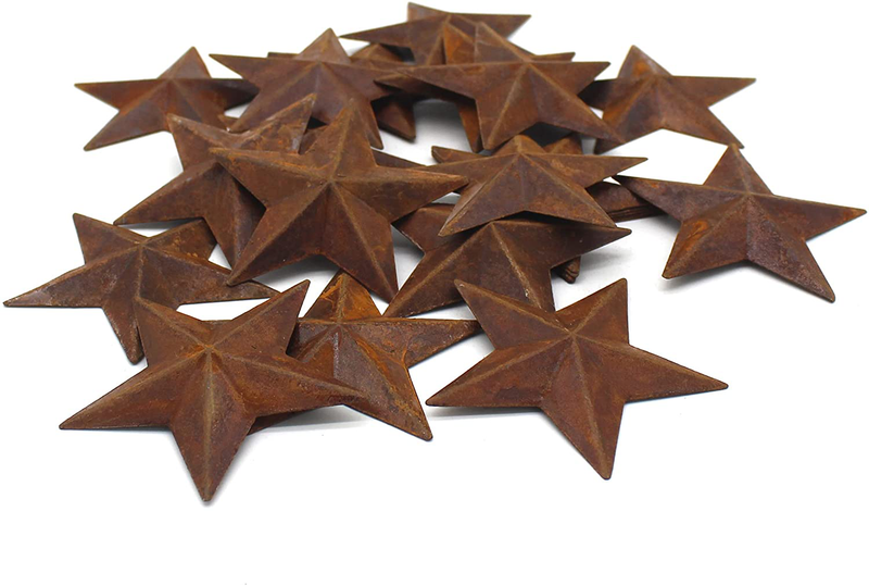 CVHOMEDECO. Primitives Rustic Country Décor. Rusty Small Metal Barn Star Home Decorative Accents, 2-Inch, Set of 24 Home & Garden > Decor > Artwork > Sculptures & Statues CVHOMEDECO. 2-3/4"  