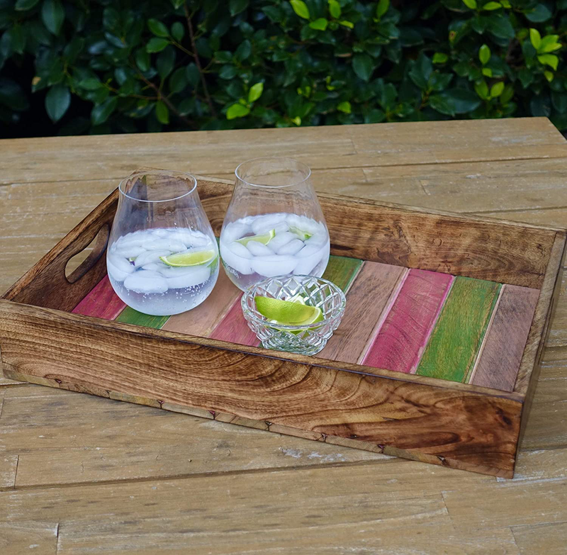 Olive + Crate KitchenPerfect Large Hand Made Decorative Wooden Serving Trays for Coffee Table with Handles, Rustic Farmhouse Style, for Eating Or Drinks On Sofa, Living Room, Kitchen or in Bed… Home & Garden > Decor > Decorative Trays Olive + Crate   