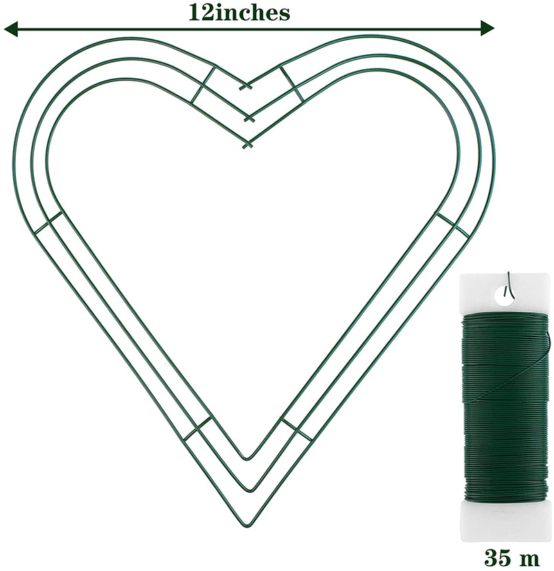 Ruisita 2 Pack Heart Metal Wreath with 1 Roll Green Floral Wire 12 Inch Heart-Shaped Wire Wreath Frame for Home Wedding Christmas Valentine'S Day DIY Crafts Home & Garden > Decor > Seasonal & Holiday Decorations Ruisita   