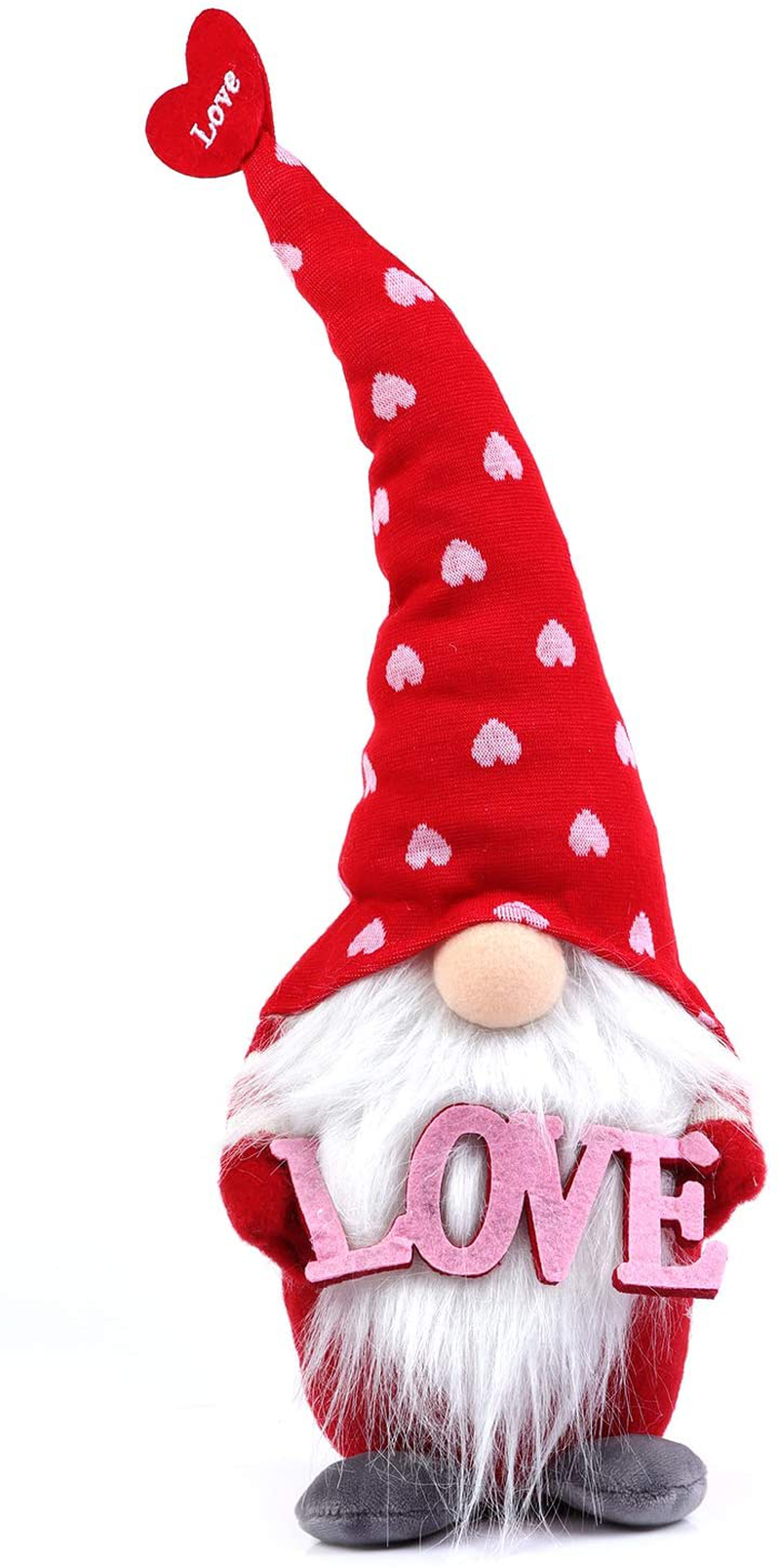 Madanar Valentine'S Day Gnome Plush Fuzzy Hat Handmade Swedish Decor for Tiered Tray Shelf Table Mother'S Day Decorations (Fuzzy Hat) Home & Garden > Decor > Seasonal & Holiday Decorations Madanar Love Sign  
