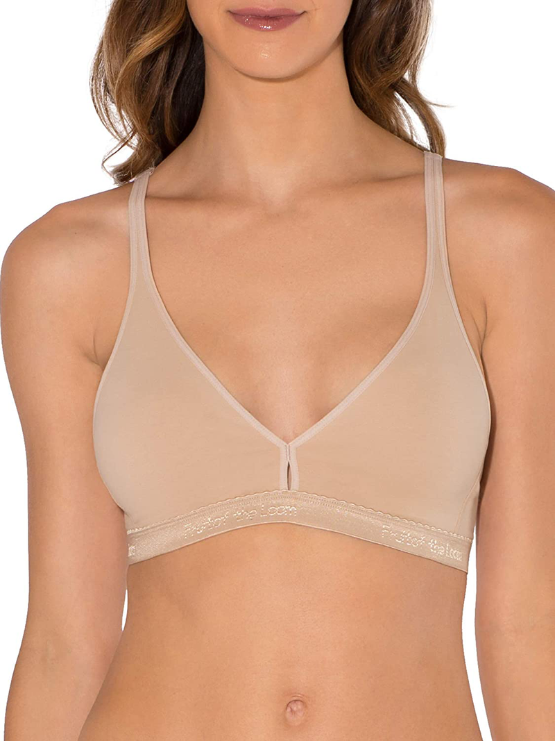 Fruit of the Loom Women's Wirefree Cotton Bralette, 2-Pack Apparel & Accessories > Clothing > Underwear & Socks > Bras Fruit of the Loom Sand/White 34B 