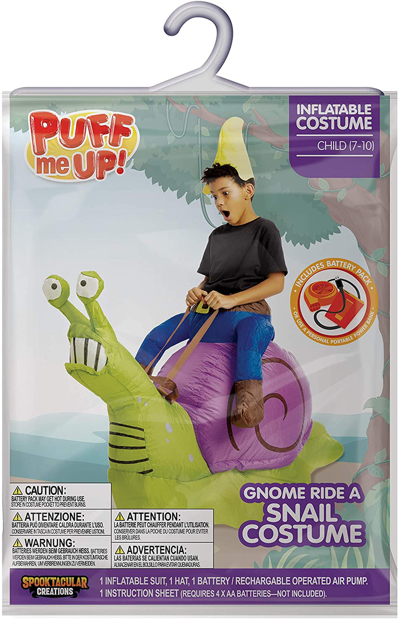 Spooktacular Creations Inflatable Halloween Costume Gnome Ride A Snail Ride On Inflatable Costume - Child Unisex Apparel & Accessories > Costumes & Accessories > Costumes Spooktacular Creations   