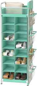Simple Houseware Shoe Stand Tower Rack W/ Side Hanging Bag 20-Pair, Grey Furniture > Cabinets & Storage > Armoires & Wardrobes Simple Houseware Turquoise  