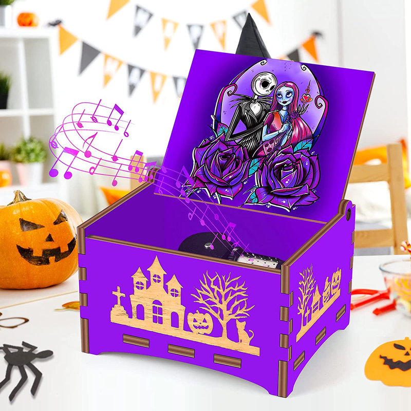 Halloween Party Gifts for Women/Kids/Girls/Boys/Toddler/Adults - The Nightmare Before Christmas Music Box - Wooden Clockwork Vintage Musical Box for Halloween Party Favor - Plays This is Halloween