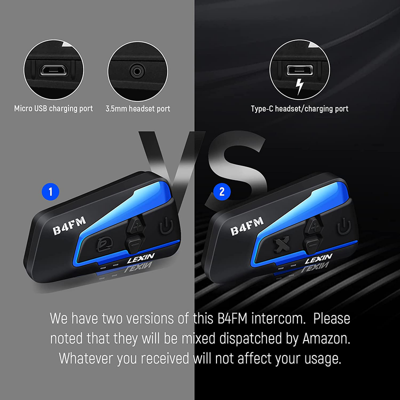 LEXIN 2pcs B4FM Motorcycle Bluetooth Intercom with FM Radio, Helmet Bluetooth Headset With Noise Cancellation Up to 4 Riders, Universal Communication Systems for ATV/Dirt Bike/Off Road  LEXIN   