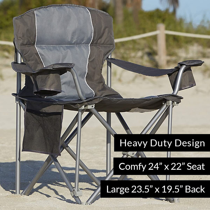 Livingxl 500-Lb. Capacity Heavy-Duty Portable Chair (Charcoal)