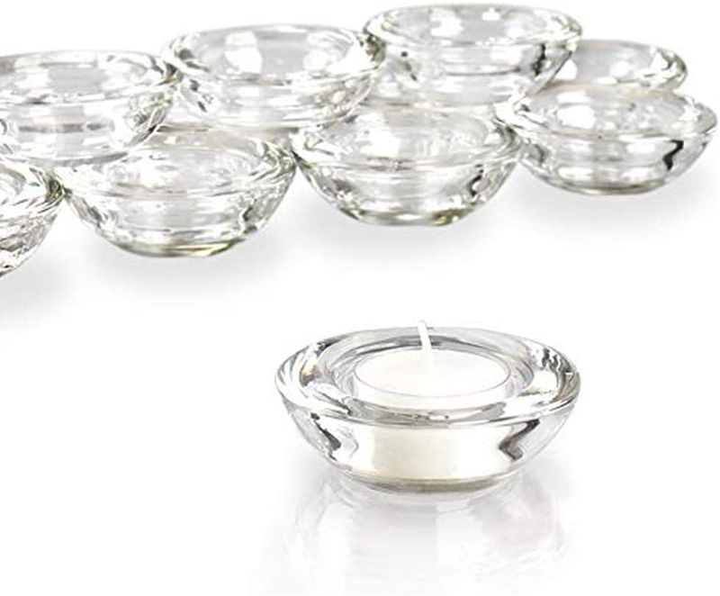 ELIVIA Clear Tealight Candle Holders - Set of 24, Round Chunky Glass Candle Holder, 3" Diameter - CH01 Home & Garden > Decor > Home Fragrance Accessories > Candle Holders Elivia 24 pack  