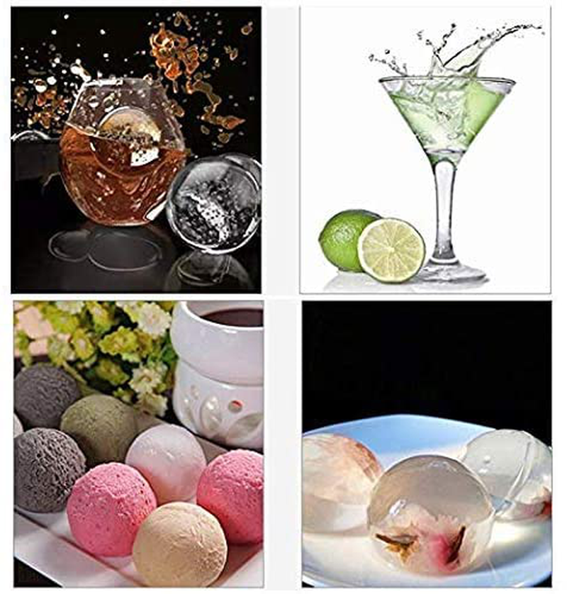 Silicone Ice Cube Trays Combo Round Ice Ball Spheres Ice Cube Tray Mold (6 Round Ice Ball Black)