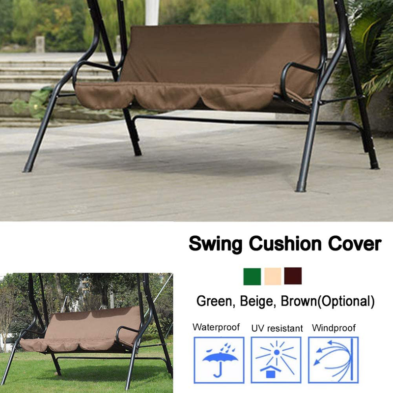 Swing Seat Cushion Cover Replacement, Waterproof Polyester Taffeta Fabric 3Seat Swing Chair Bench Cushion Cover Swing Hammock Protector for Garden Yard Park Outdoor 59.1x19.7x3.9in (Brown) Home & Garden > Lawn & Garden > Outdoor Living > Porch Swings HURRISE   