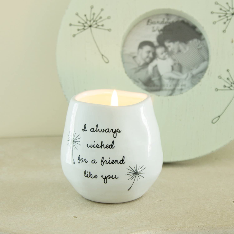 Pavilion Gift Company 77114 Plain Dandelion Always Wished for a Friend Like You White Ceramic Soy Serenity Scented Candle Home & Garden > Decor > Home Fragrances > Candles Pavilion Gift Company   