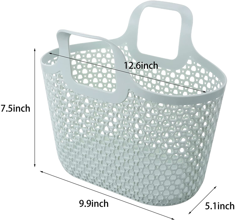 Portable Shower Caddy Tote Flexible Plastic Storage Basket with Handles Organizer Bin for Bathroom, Pantry, Kitchen, College Dorm, Camping - Cyan