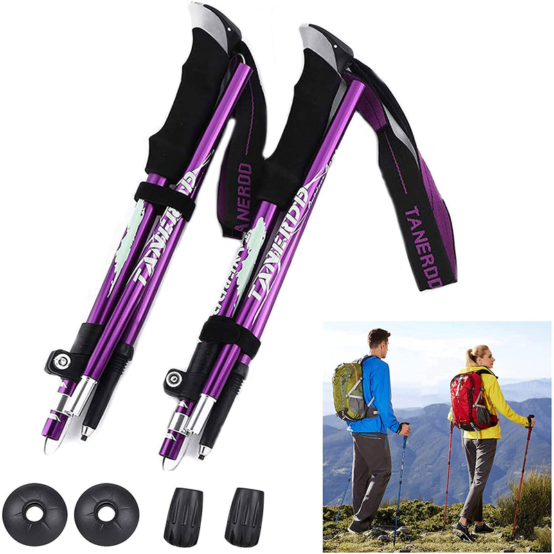 Collapsible Trekking Poles Decorsea 2Pack 5-Sections Aluminum Adjustable Hiking Poles Ultralight Walking Sticks with Quick Locks for Outdoor Hiking Camping Mountaineering Sporting Goods > Outdoor Recreation > Camping & Hiking > Hiking Poles DecorSea Purple  