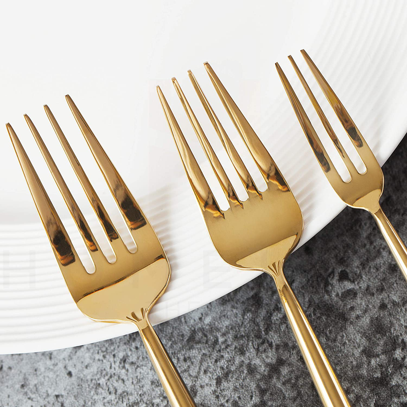 Homelux Theory 18/10 Gold Silverware Set Stainless Steel Gold Flatware Gold Utensils Set Gold Cutlery Set| 5-piece Modern Cubiertos Dorados| BEST Birthday Wedding Gift (2 sets, Gold mirror polish)