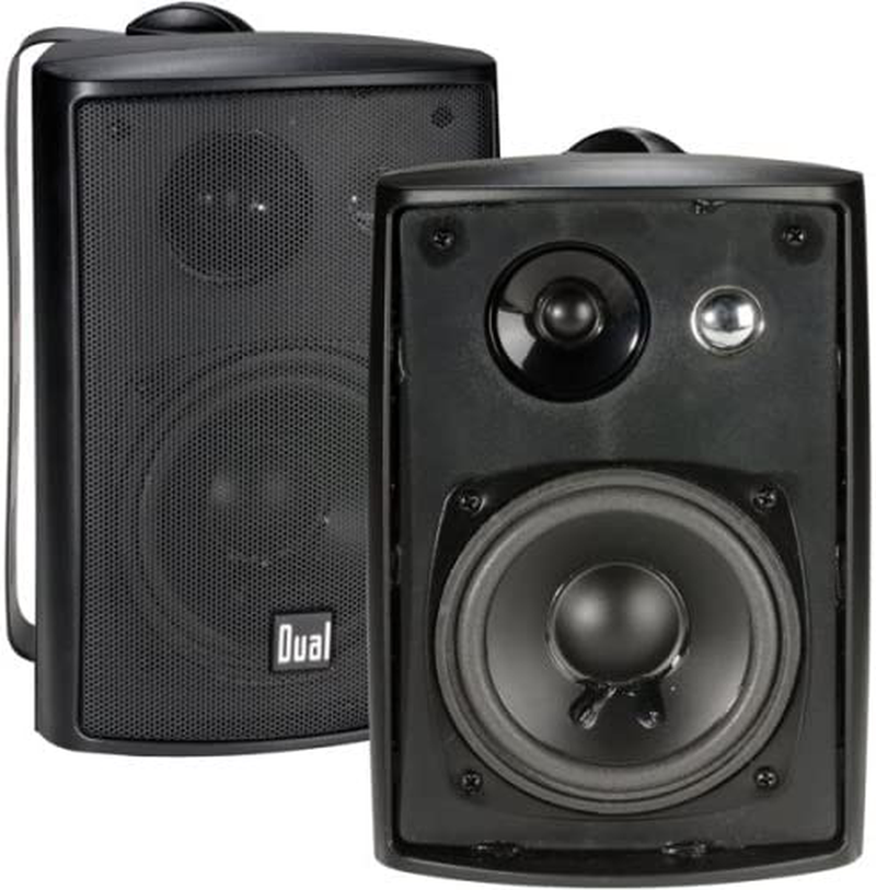 Dual Electronics LU43PB 3-Way High Performance Outdoor Indoor Speakers with Powerful Bass | Effortless Mounting Swivel Brackets | All Weather Resistance | Expansive Stereo Sound Coverage | Sold in Pairs , Black , case Electronics > Audio > Audio Components > Speakers Dual Electronics LU43PB Pair of Indoor/Outdoor Speakers Black  