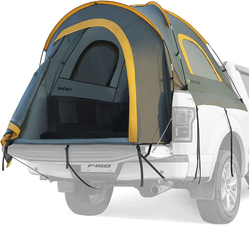 Joytutus Pickup Truck Tent, Waterproof Pu2000Mm Double Layer for 2 Person, Portable Truck Bed Tent, 5.5'-6' Camping Preferred Sporting Goods > Outdoor Recreation > Camping & Hiking > Tent Accessories JOYTUTUS gray orange Fiberglass rod 