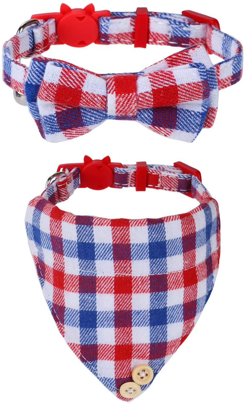 Faleela Breakaway Cat Collar with Bells - 2 Pack Cat Collar with Bells, Cat Collars with Bandana, Accessories for Pet Collars, Adjustable for Cats and Small Dogs Animals & Pet Supplies > Pet Supplies > Cat Supplies > Cat Apparel Faleela   