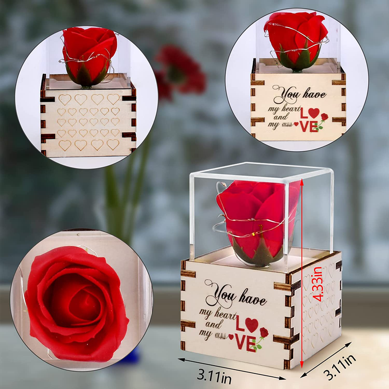 KUCHEY Valentines Day Gifts for Her Women Girlfriends Enchanted Red Silk Rose Lamp with 3 Mode LED Fairy String Lights Music Box for Valentines Day Mothers Day Anniversary Wedding Birthday Gifts Home & Garden > Decor > Seasonal & Holiday Decorations KUCHEY   