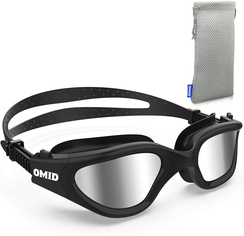 OMID Swim Goggles, Comfortable Polarized Anti-Fog Swimming Goggles for Adult Sporting Goods > Outdoor Recreation > Boating & Water Sports > Swimming > Swim Goggles & Masks OMID E-polarized Mirrored Silver - All Black Frame  