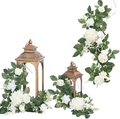 Ling's moment Handcrafted Rose Flower Garland Floral Arrangements Pack of 6 for Lanterns Wedding Table Centerpieces Floral Runner Wreath Decorations (Burgundy +Blush) Home & Garden > Decor > Home Fragrance Accessories > Candle Holders Ling's moment White  