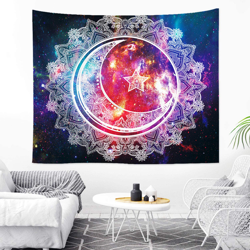 Nidoul Psychedelic Tapestry Wall Hanging, Boho Mandala Tapestry, Celestial Starry Sky Wall Tapestry, Wall Art Decoration for Bedroom Living Room Dorm, Window Curtain Picnic Mat, 59" X 51" Home & Garden > Decor > Artwork > Decorative Tapestries Nidoul   