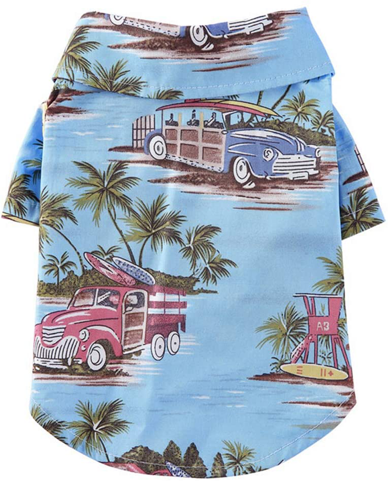 Tangpan Hawaiian Beach Coconut Tree Print Dog Shirt Summer Camp Shirt Clothes Animals & Pet Supplies > Pet Supplies > Cat Supplies > Cat Apparel Tangpan Light Blue XS-10