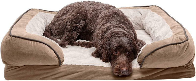Furhaven Orthopedic, Cooling Gel, and Memory Foam Pet Beds for Small, Medium, and Large Dogs and Cats - Luxe Perfect Comfort Sofa Dog Bed, Performance Linen Sofa Dog Bed, and More Animals & Pet Supplies > Pet Supplies > Dog Supplies > Dog Beds Furhaven Velvet Waves Brownstone Sofa Bed (Cooling Gel Foam) Large (Pack of 1)