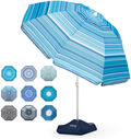 OutdoorMaster Beach Umbrella with Sand Bag - 6.5ft Beach Umbrella with Sand Anchor, UPF 50+ PU Coating with Carry Bag for Patio and Outdoor - Navy Striped Home & Garden > Lawn & Garden > Outdoor Living > Outdoor Umbrella & Sunshade Accessories OutdoorMaster Light Blue Striped  