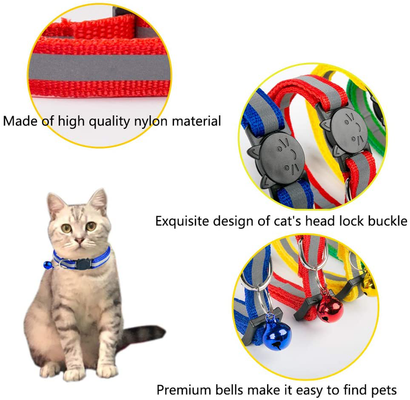 TCBOYING Breakaway Cat Collar with Bell, Mixed Colors Reflective Cat Collars - Ideal Size Pet Collars for Cats or Small Dogs Animals & Pet Supplies > Pet Supplies > Cat Supplies > Cat Apparel TCBOYING   