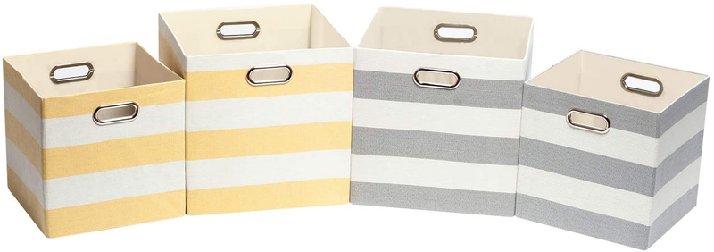 Storage Bins Storage Cubes, 13×13 Fabric Storage Boxes Foldable Baskets Containers Drawers for Nurseries,Offices,Closets,Home Décor ,Set of 4 ,Grey-white Striped Home & Garden > Decor > Seasonal & Holiday Decorations Posprica   
