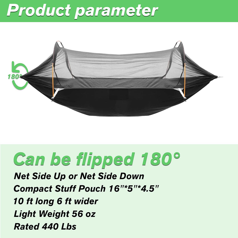 OHMU Camping Hammock with Mosquito Net and Rainfly Cover Portable Hammock Tent(Green) Sporting Goods > Outdoor Recreation > Camping & Hiking > Mosquito Nets & Insect Screens OHMU   