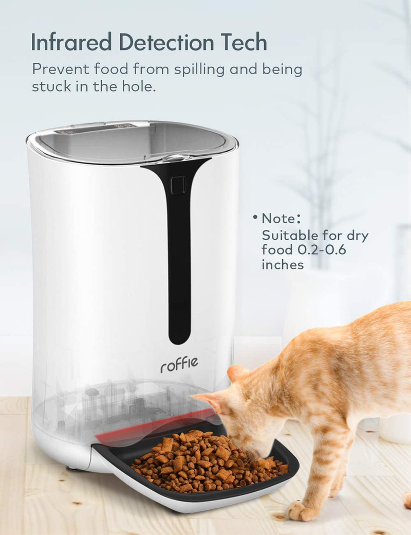 Roffie Automatic Cat Feeder with Timer Schedule Feature 7L Cat Food Dispenser with Portion Control and Voice Recorder for Healthy Feeding 4 Meals a Day