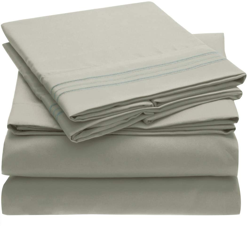 Mellanni Queen Sheet Set - Hotel Luxury 1800 Bedding Sheets & Pillowcases - Extra Soft Cooling Bed Sheets - Deep Pocket up to 16 inch Mattress - Wrinkle, Fade, Stain Resistant - 4 Piece (Queen, White) Home & Garden > Linens & Bedding > Bedding Mellanni Spa Mint Twin XL 