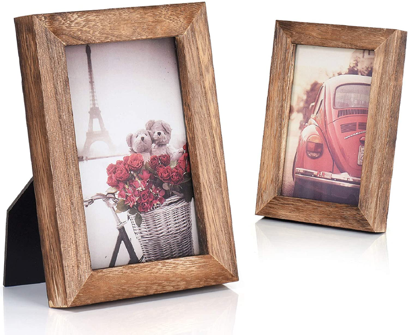 Emfogo 4x6 Picture Frame Photo Display for Tabletop Display Wall Mount Solid Wood High Definition Glass Photo Frame Pack of 2 Carbonized Black Home & Garden > Decor > Picture Frames Emfogo Carbonized Black 4x6 inch 