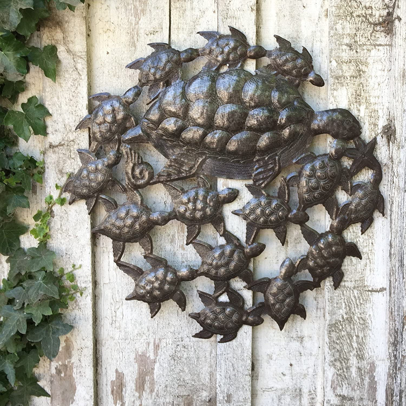 it's cactus - metal art haiti Sea Life Wall Hanging Home Decor, Decoration Great for Bathroom Kitchen or Patio, Nautical, Fish, Turtles, Ocean, Beach Themed, 24 in. x 24 in. (SEA Turtles) Home & Garden > Decor > Artwork > Sculptures & Statues It's Cactus   