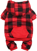 PUPTECK Christmas Plaid Dog Hoodie - Soft Warm Pet Sweaters Dog Fleece Lining Vest Clothes with Hat for Small Medium Dogs Autumn and Witner Wearing