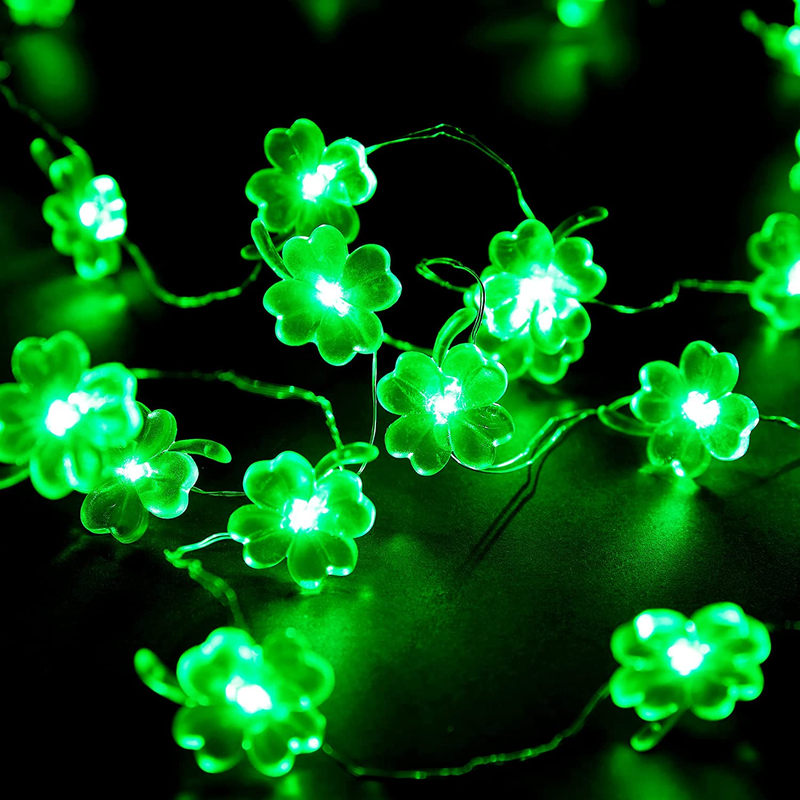 HOOJO 10 FT St Patricks Day Lights, 40 LED Shamrock Lights, Copper Wire Battery Operated Fairy Lucky Clover String Lights with 8 Modes Remote for Bedroom, Party, Feast, St. Patrick'S Day Decorations Arts & Entertainment > Party & Celebration > Party Supplies HOOJO   