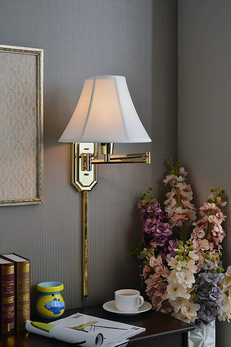 Kenroy Home 30130PB Nathaniel Wall Swing Arm Lamp, 15 Inch Height, 15 Inch Width, 24 Inch Extension, Polished Brass