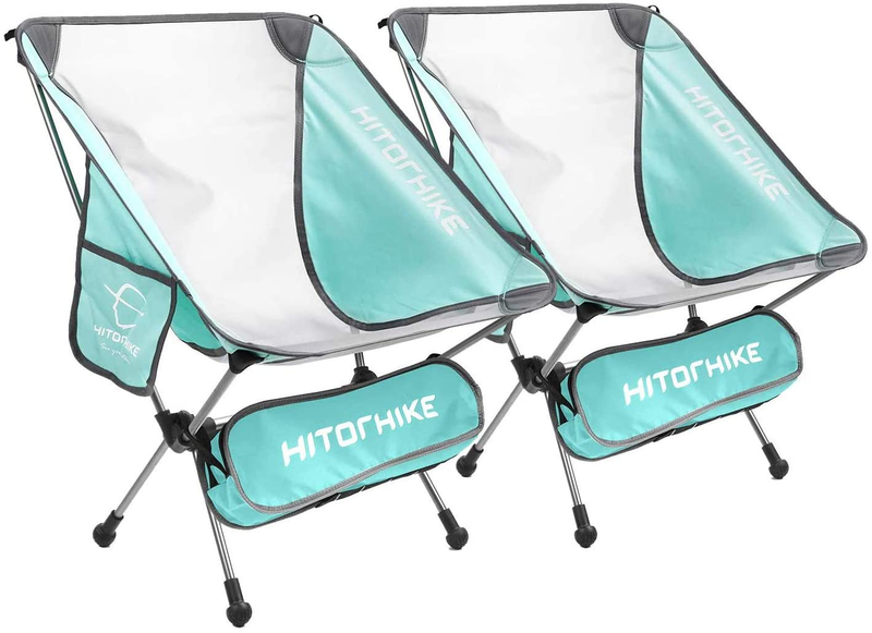Hitorhike Camping Chair Breathable Mesh Construction 2 Side Pockets Aluminum Frame Camp Chair with Carry Bag Compact and Lightweight Folding Chair for Backpacking and Camping 2PACK Sporting Goods > Outdoor Recreation > Camping & Hiking > Camp Furniture HITORHIKE Marrs Green  