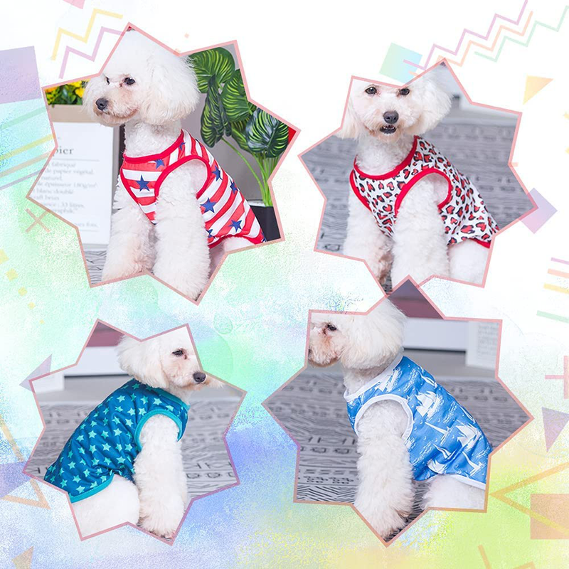 Sebaoyu 4-Pack Puppy Clothes for Small Dogs Girl Boy Summer Dog Clothes Outfit Cute Cat T-Shirt Apparel Soft Pup Costume Vest for Ropa Para Perros Yorkie Medium Female Male Breed Animals & Pet Supplies > Pet Supplies > Dog Supplies > Dog Apparel Sebaoyu   