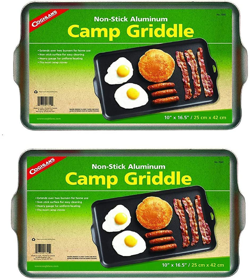 Coghlan's Two Burner Non-Stick Camp Griddle, 16.5 x 10-Inches Black  Coghlan's 16 1/2 x 10 Inch (Pack of 2)  