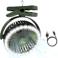 OUTXE Camping Fan with LED Light 6700Mah Clip-On Tent Fan with Hanging Hook USB Rechargeable Tent Fan Portable Fan Outdoor Sporting Goods > Outdoor Recreation > Camping & Hiking > Tent Accessories OUTXE 6700mAh Camping Fan With Light,#1 Midnight Green  