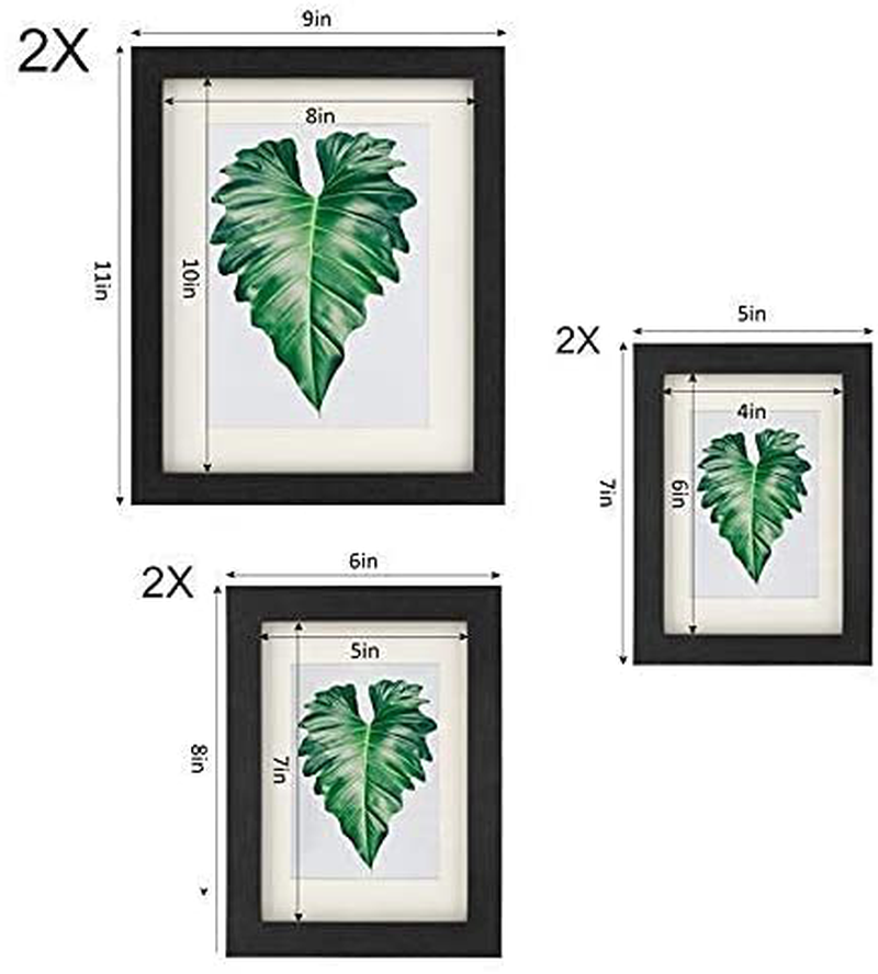 Outgeek Picture Frames, Multiple Black Photo Frames, Wall Gallery Collage Picture Frame 8x10 5x7 4x6 with Mat for Tabletop or Wall Mounting Display Set of 6 Classic Collection Home & Garden > Decor > Picture Frames Outgeek   