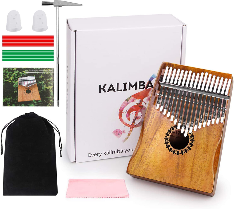 Kalimba Thumb Piano 17 Keys, Portable Mbira Finger Piano Gifts for Kids and Adults Beginners  Newlam   