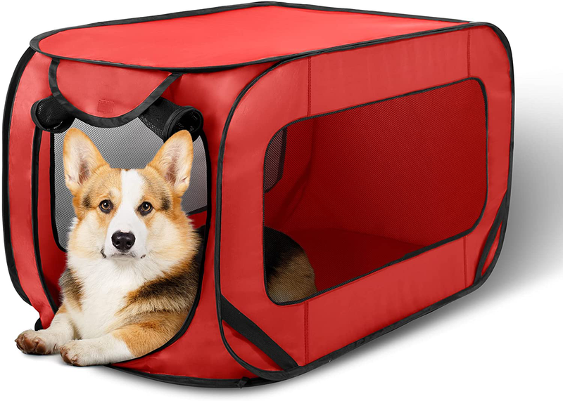 Love'S Cabin 36In Portable Large Dog Bed - Pop up Dog Kennel, Indoor Outdoor Crate for Pets, Portable Car Seat Kennel, Cat Bed Collection, Grey/Green/Red Animals & Pet Supplies > Pet Supplies > Cat Supplies > Cat Beds Love's cabin Red 36in 