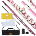 Glory Closed Hole C Flute With Case, Tuning Rod and Cloth,Joint Grease and Gloves Nickel/Laquer-More Colors available,Click to see more colors  GLORY Light pink  