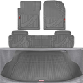 Motor Trend FlexTough Advanced Black Rubber Car Floor Mats with Cargo Liner Full Set – Front & Rear Combo Trim to Fit Floor Mats for Cars Truck Van SUV, All Weather Automotive Floor Liners Vehicles & Parts > Vehicle Parts & Accessories > Motor Vehicle Parts > Motor Vehicle Seating Motor Trend Gray  