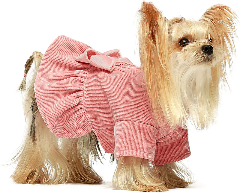 Fitwarm Dog Harness Dress with Leash Set Comfy Puppy Girl Skirt Doggy One-Piece with D Ring Pet Clothes for Walk Doggie Outfits Cat Apparel Animals & Pet Supplies > Pet Supplies > Dog Supplies > Dog Apparel Fitwarm   