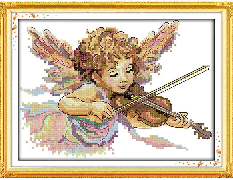 Printed Cross Stitch Kits 11CT 15X19 inch 100% Cotton Holiday Gift DIY Embroidery Starter Kits Easy Patterns Embroidery for Girls Crafts DMC Stamped Cross-Stitch Supplies Needlework Girl Adventure Arts & Entertainment > Hobbies & Creative Arts > Arts & Crafts > Art & Crafting Tools > Craft Measuring & Marking Tools > Stitch Markers & Counters ITSTITCH Angel 11.4x9 inch  