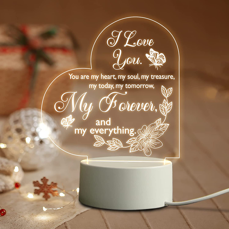 Romantic Gift for Anniversary, Valentine’S Day, Christmas- USB Powered Acrylic Night Light, Gifts for Expressing Love to Your Husband, Wife, Boyfriend, Girlfriend, Birthday Gift for Him, Her (Heart) Home & Garden > Lighting > Night Lights & Ambient Lighting BaubleDazz Heart  