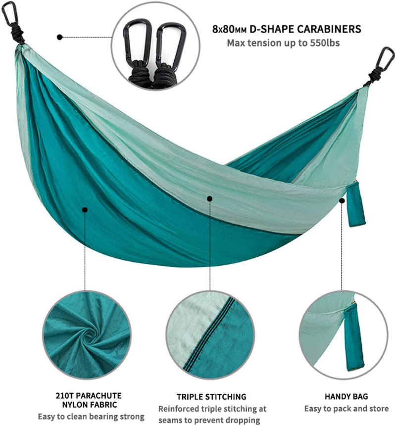 Single & Double Camping Hammock with 2 Tree StrapsLightweight Portable Parachute Nylon Hammock Set for Travel, Backpacking,Beach,Yard and Outdoor Survival (Mint Green/Turquoise, Twin) Home & Garden > Lawn & Garden > Outdoor Living > Hammocks Ocodio   